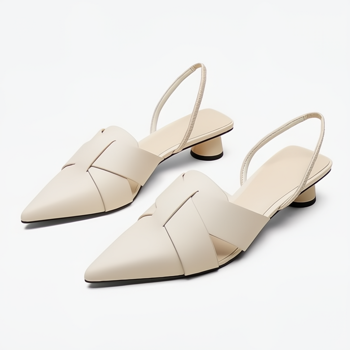Ottilia | Damen Spitz zulaufende Slingback-Kitten-Heels - Schwarz - Bild 4
