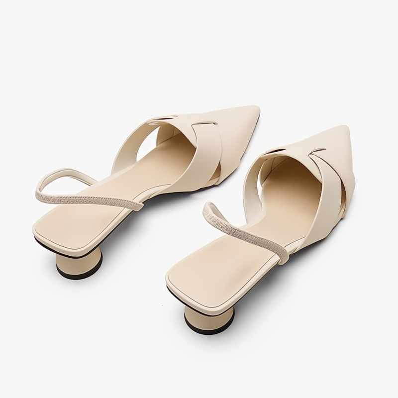 Ottilia | Damen Spitz zulaufende Slingback-Kitten-Heels - Schwarz - Bild 5