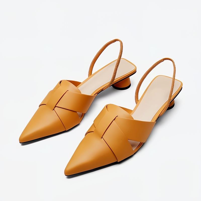 Ottilia | Damen Spitz zulaufende Slingback-Kitten-Heels - Schwarz - Bild 7