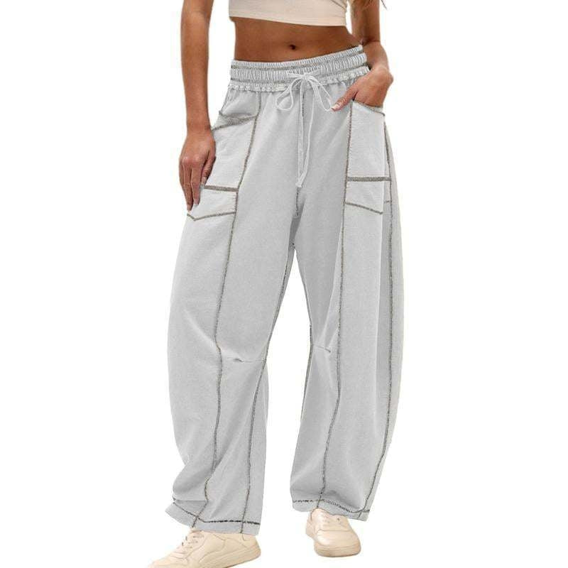Paloma | Damen Cargo-Hose mit weitem Bein, hoher Taille und Kordelzug – Schwarz – Bild 5