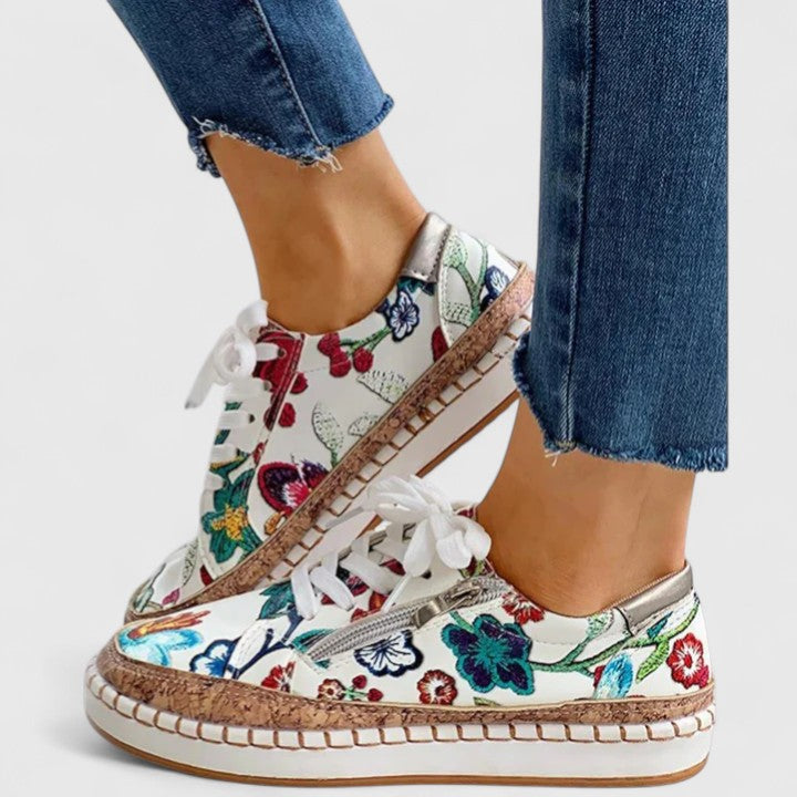 Pandora | Women's Floral Embroidered Platform Sneakers - Floral - Image 1
