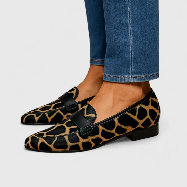 Penthilde | Women's Giraffe Print Loafers - Image 1