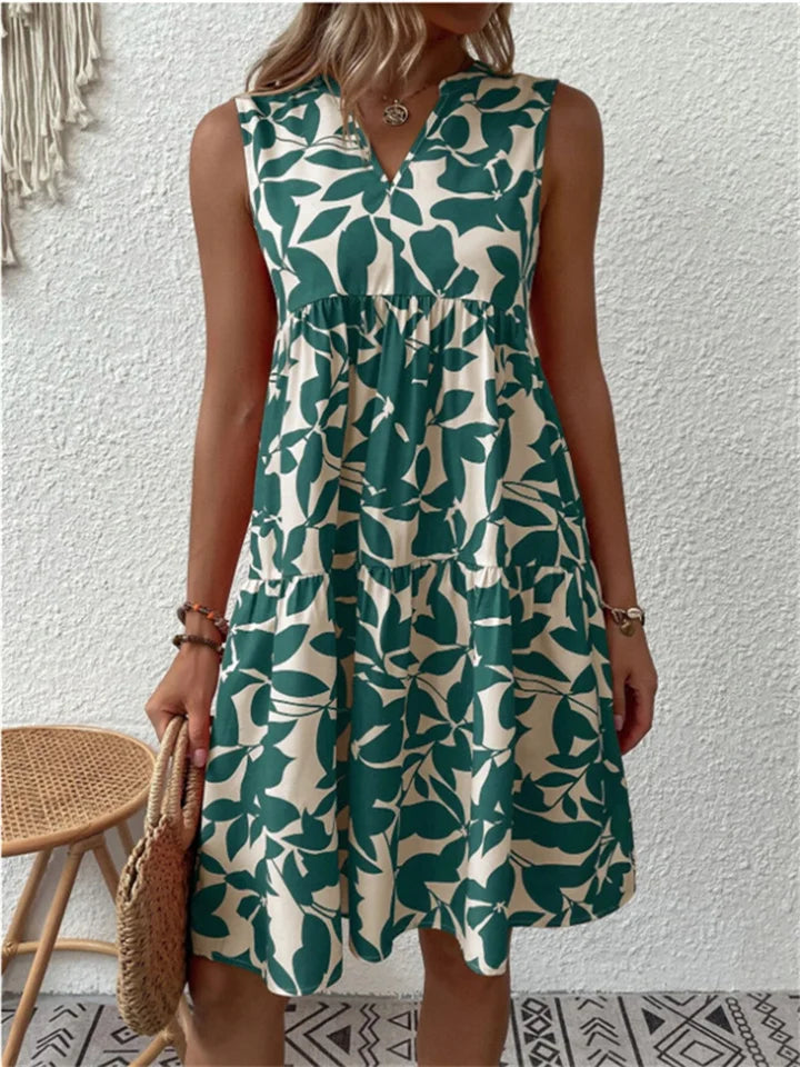 Philippia | Women's Printed Sleeveless Midi Dress - Green - Image 1