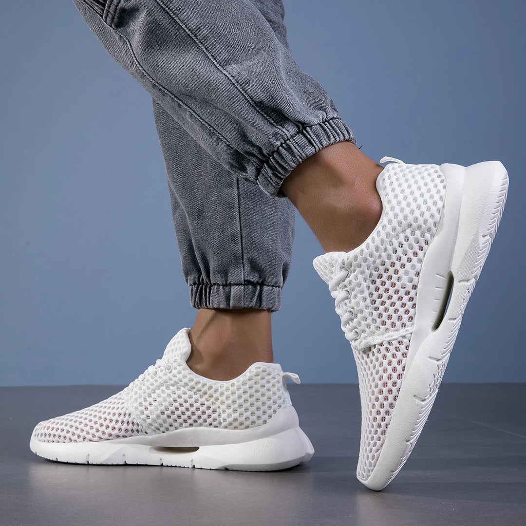 Philomena | Damen atmungsaktive Mesh-Schnürsneaker - Weiß - Bild 3