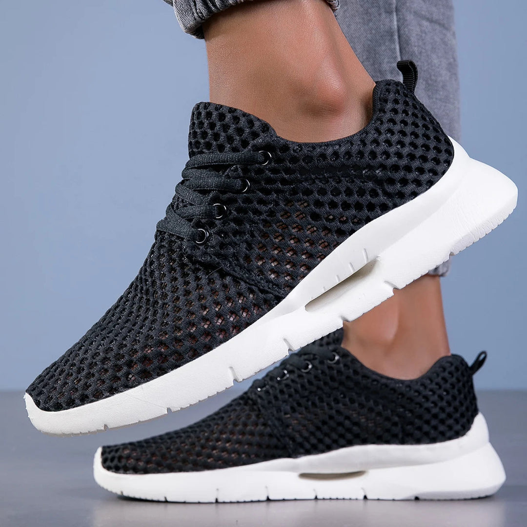 Philomena | Damen atmungsaktive Mesh-Schnürsneaker - Weiß - Bild 5