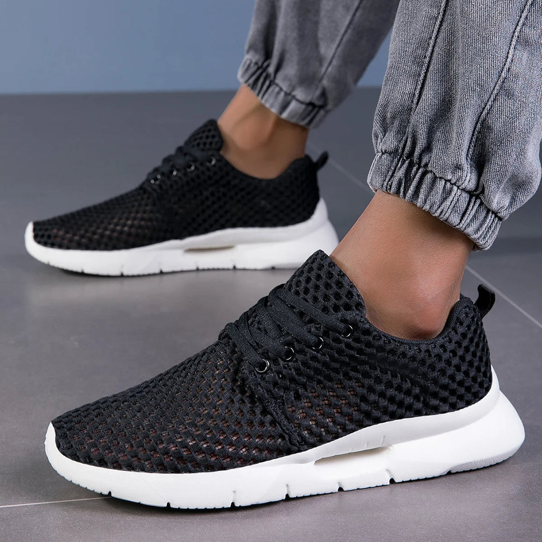 Philomena | Damen atmungsaktive Mesh-Schnürsneaker - Weiß - Bild 6