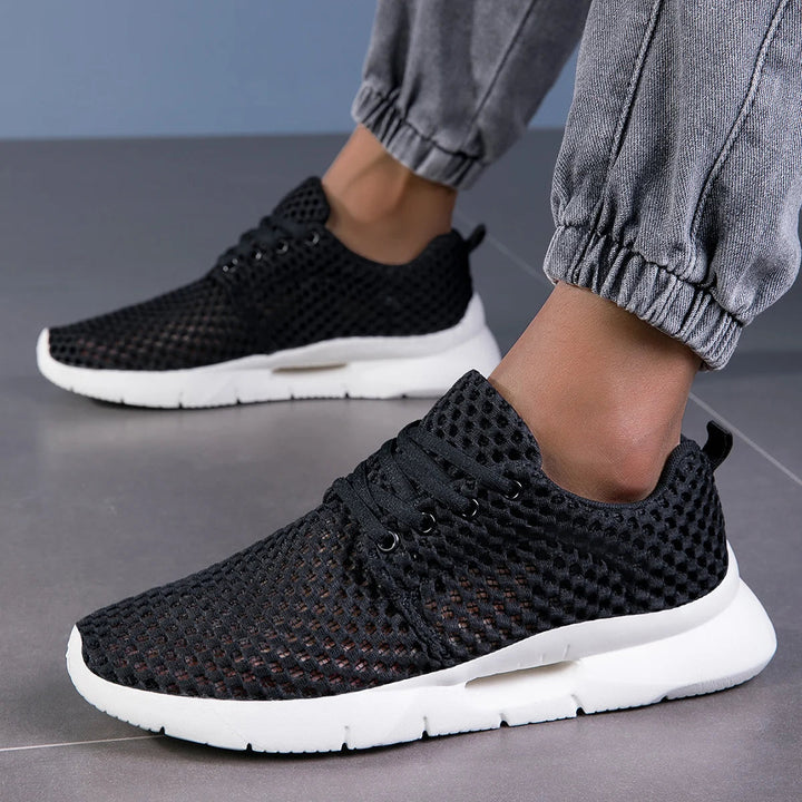 Philomena | Damen atmungsaktive Mesh-Schnürsneaker - Weiß - Bild 6