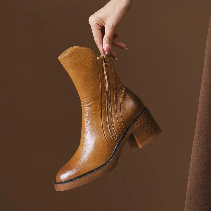 Primavera | Women's Block Heel Ankle Boots - Brown - Image 1