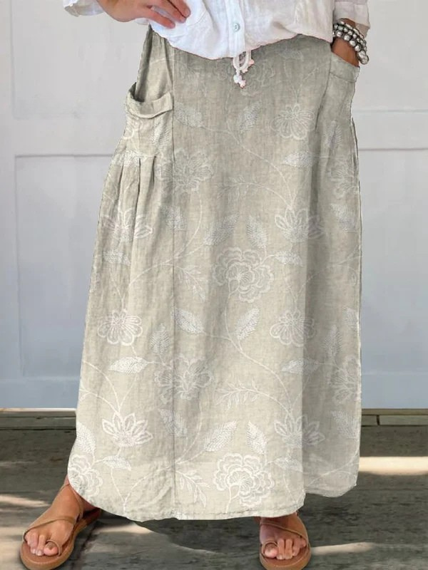 Prudentia | Women's Floral Elastic Waistband Maxi Skirt - Floral - Image 1