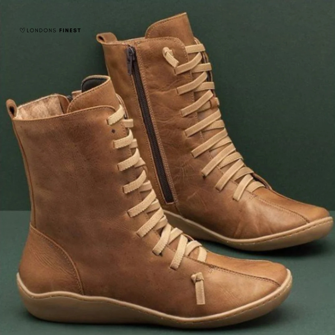 Quintessa | Women's Lace Up Ankle Boots - Brown - Image 1