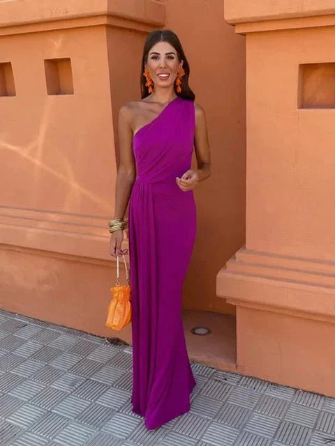 Rhiannon | Maxikleid für Damen mit einer Schulter - Orange - Bild 2