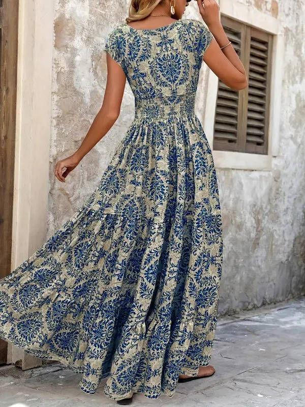 Romy | Damen Maxikleid mit V-Ausschnitt und Stufen - Grün - Bild 10