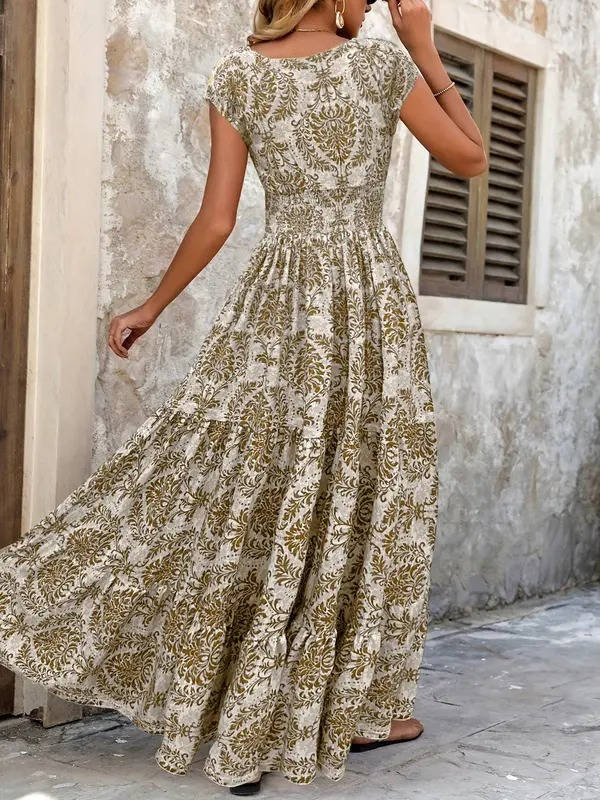 Romy | Damen Maxikleid mit V-Ausschnitt und Stufen - Grün - Bild 8