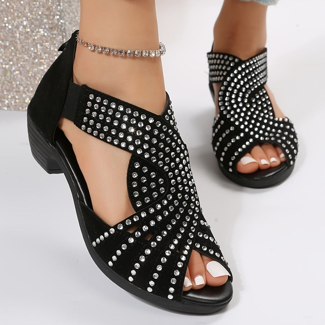 Rosaline | Women's Studded Platform Sandals - Black - Image 1