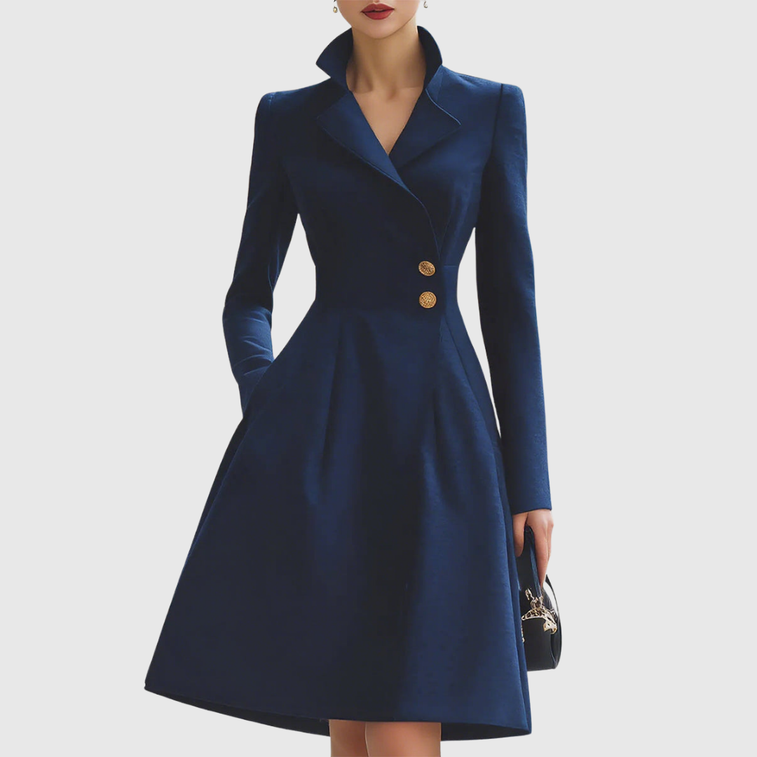 Rosalynd | Women's Tailored Midi Coat Dress - Navy - Image 1