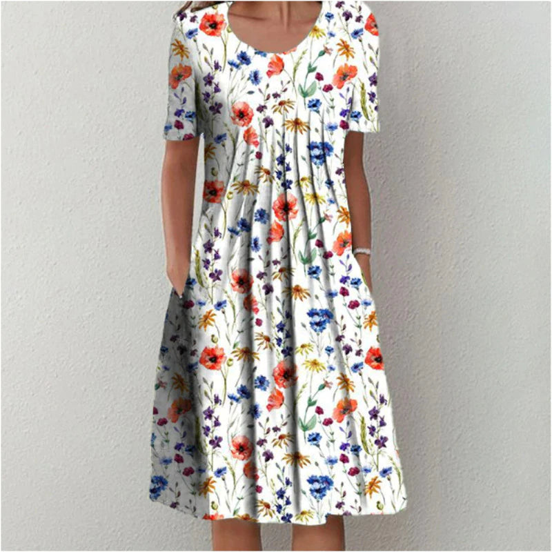 Rosamund | Women's Floral Short Sleeve Midi Dress - Floral - Image 1