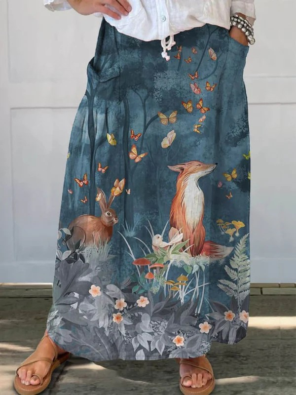 Rosetta | Women's Floral Animal Print Maxi Skirt - Teal - Image 1