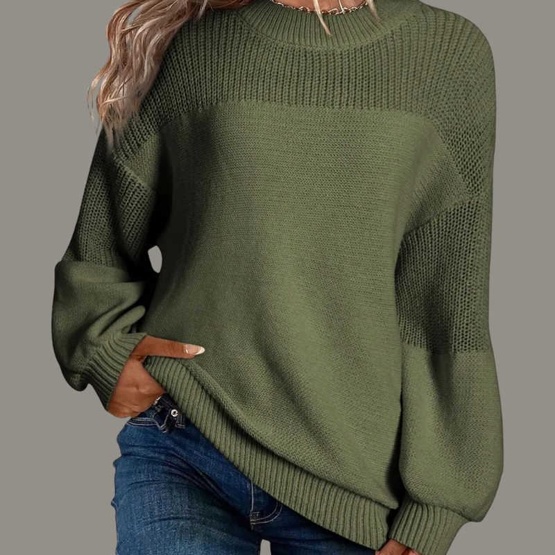 Rosmund | Women's Relaxed Fit Round Neck Jumper - Green - Image 1