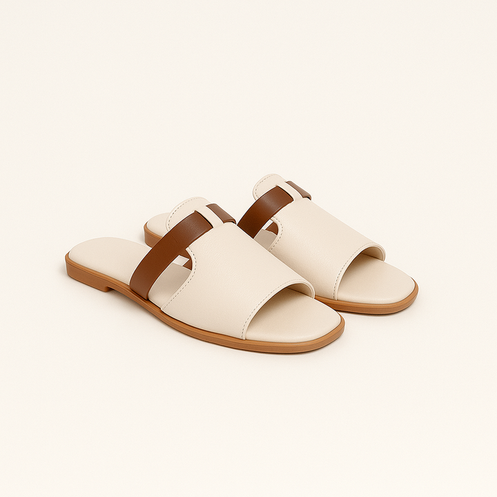Sapphira | Damen Slipper Flache Sandalen - Beige - Bild 1