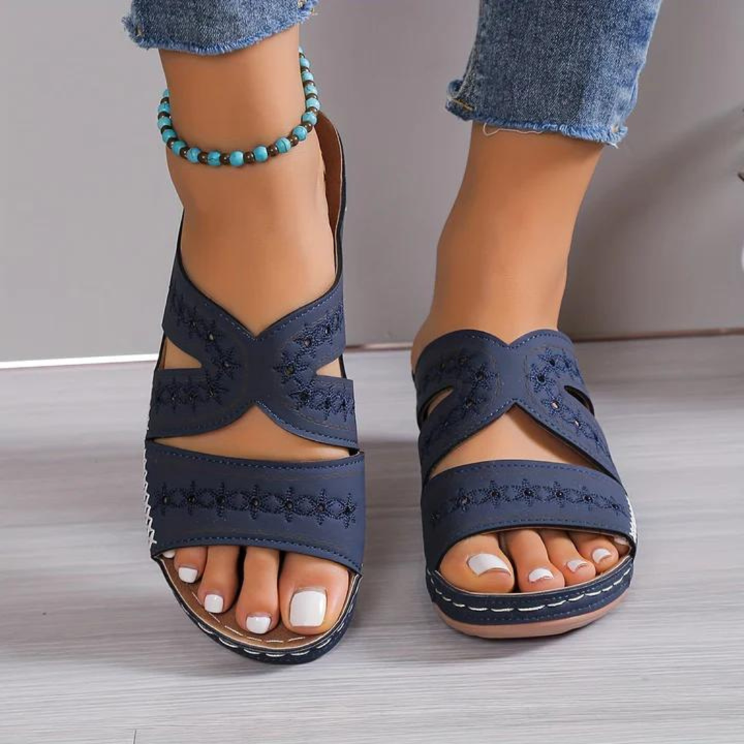 Seraphilia | Women's Cross Strap Comfort Sandals - Navy - Image 1