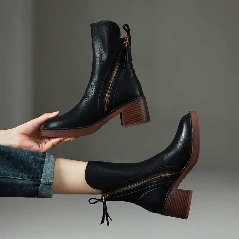 Seraphine | Women's Ankle Boots with Block Heel - Black - Image 1
