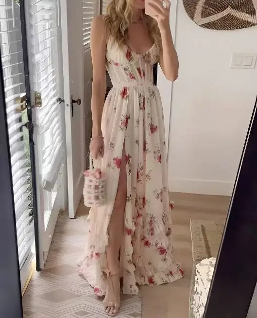 Seraphine | Damen Maxikleid mit Blumenmuster und Trägern - Blumenmuster - Bild 5