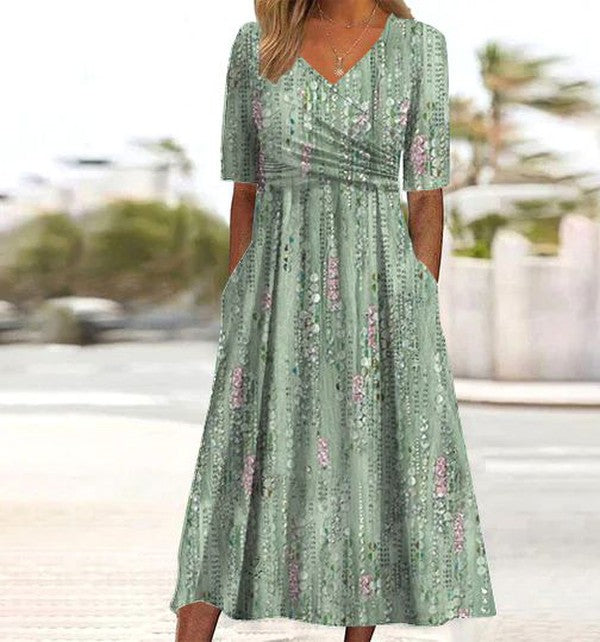 Seraphine | Women's Floral Wrap Midi Dress - Green - Image 1