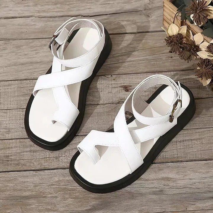 Seraphine | Women's White Platform Ankle Strap Sandals - White - Image 1