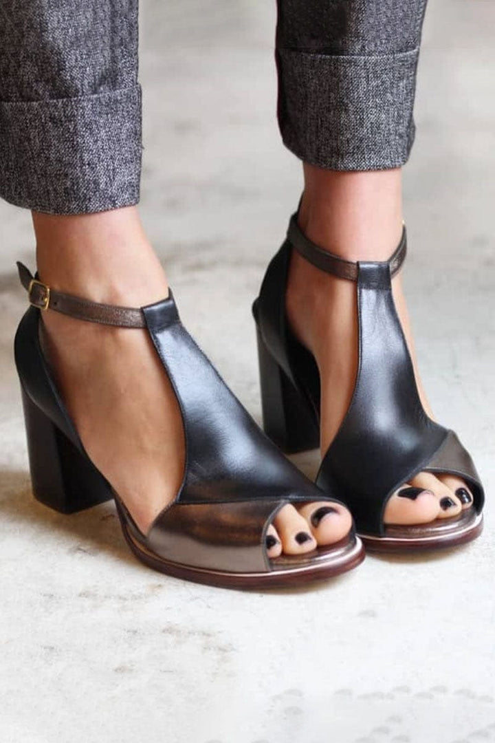 Seraphita | Damen Sandalen mit Blockabsatz und Knöchelriemen – Schwarz – Bild 2