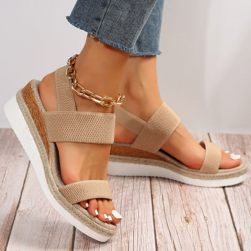 Seraphita | Damen Plateau-Espadrille-Sandalen - Beige - Bild 1