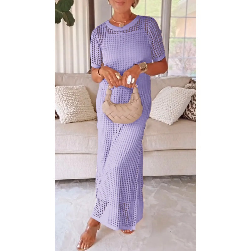 Seren | Women's Mesh Cut Out Maxi Dress - Purple - Image 1