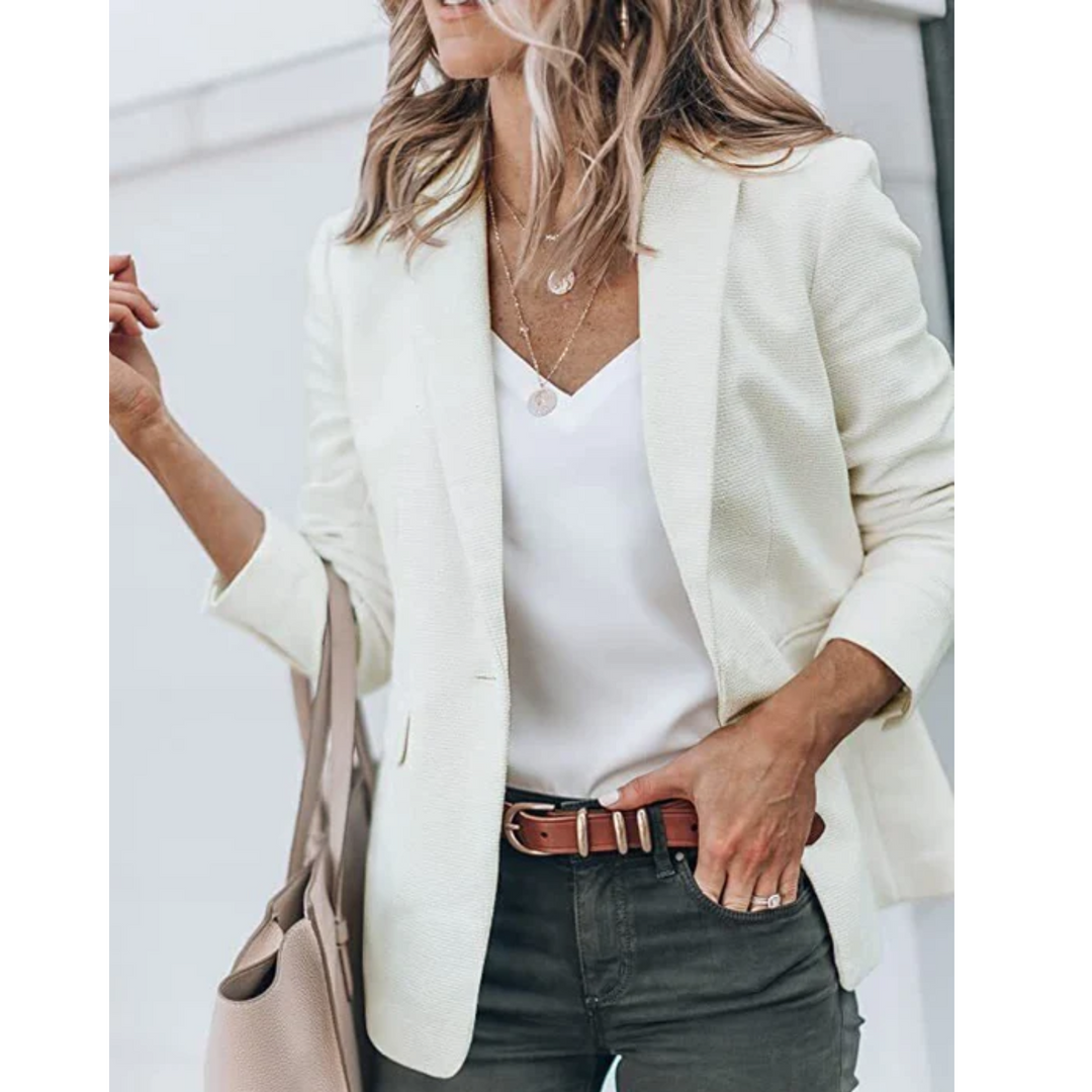 Serenada | Women's Tailored Long Sleeve Blazer - Beige - Image 1