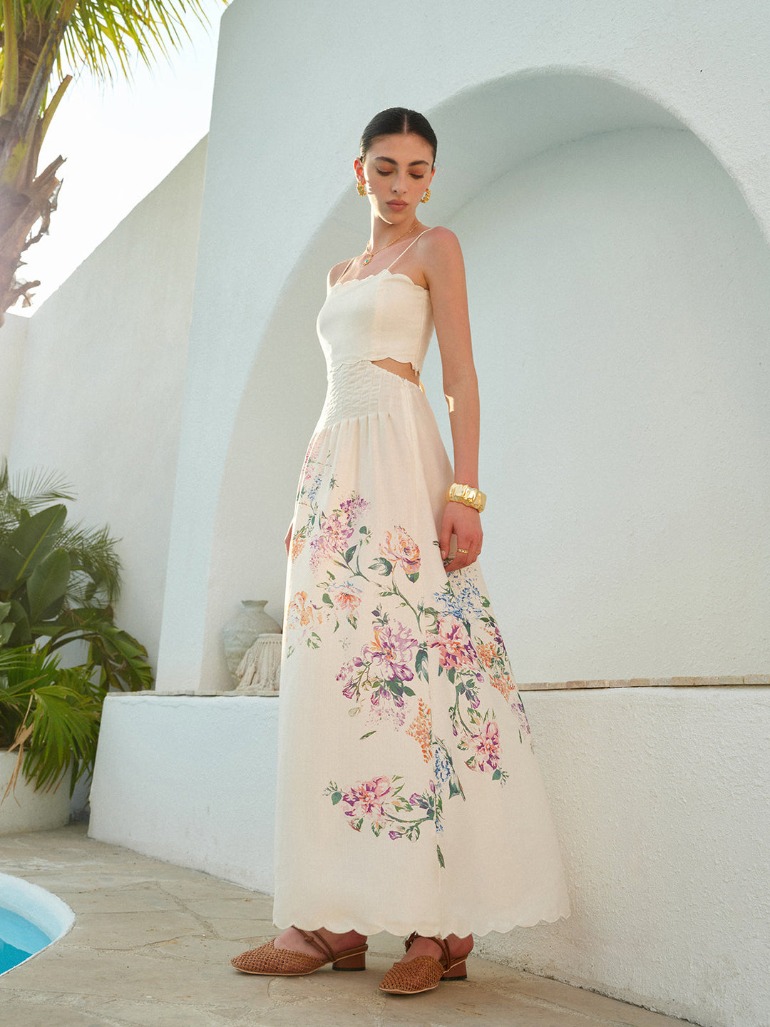 Serenella | Women's Strapless Floral Cutout Maxi Dress - Floral - Image 1
