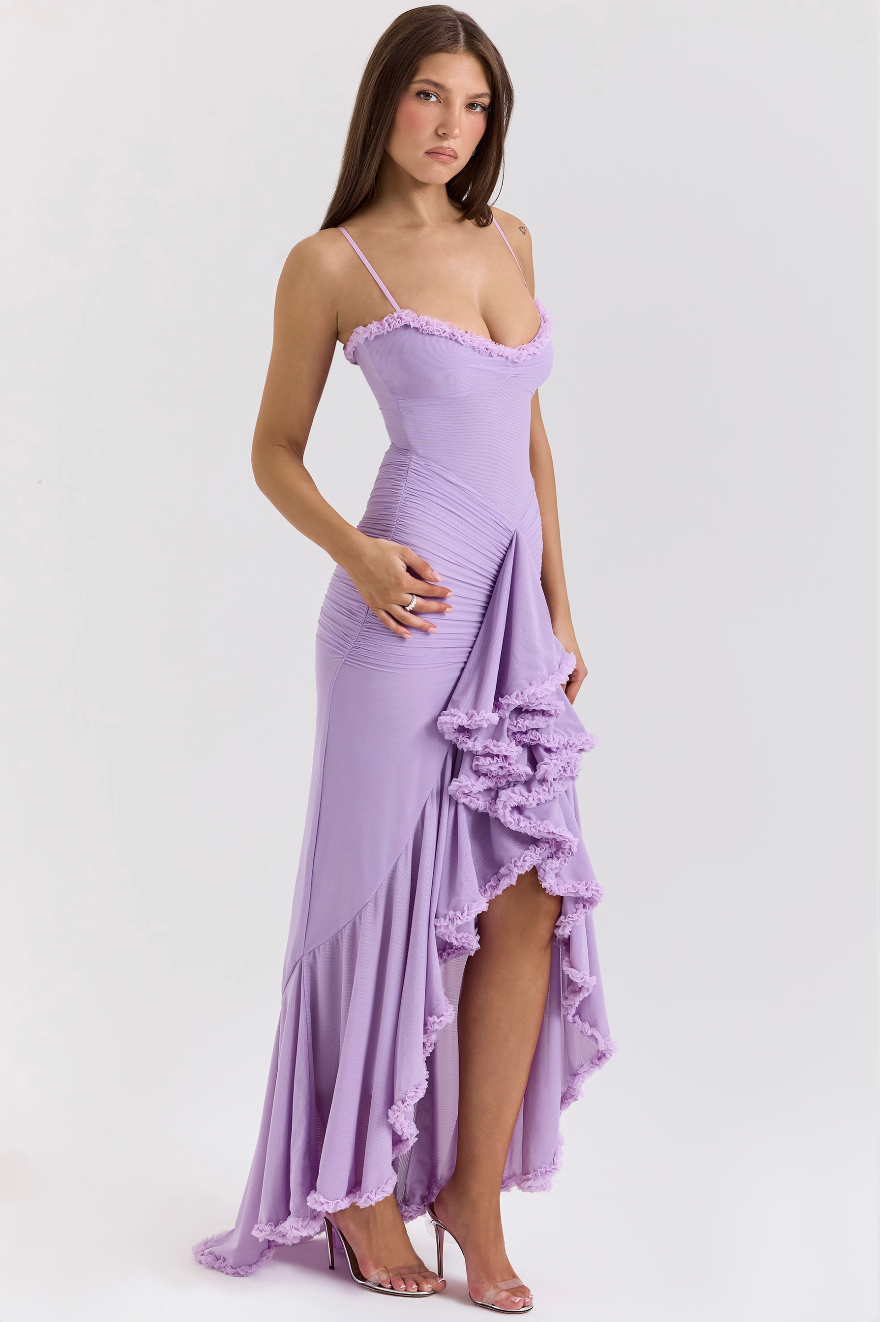 Solareth | Damen Maxikleid mit gerafftem Herzausschnitt - Gelb - Bild 11