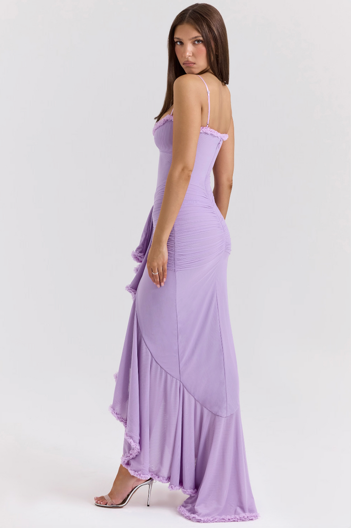Solareth | Damen Maxikleid mit gerafftem Herzausschnitt - Gelb - Bild 12