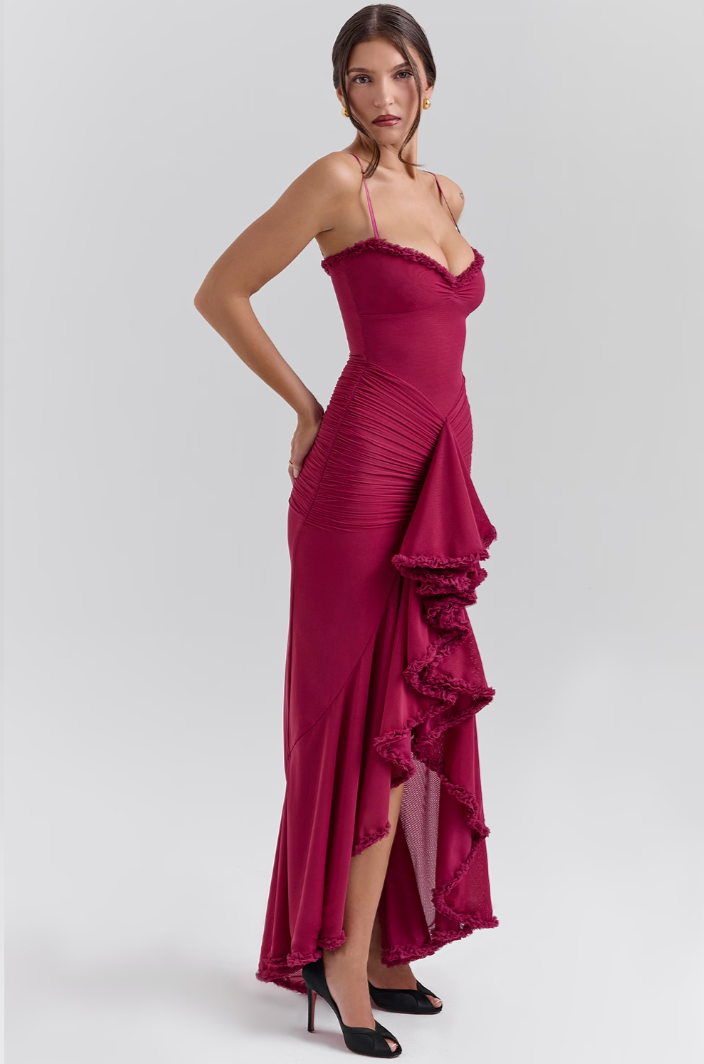 Solareth | Damen Maxikleid mit gerafftem Herzausschnitt - Gelb - Bild 13