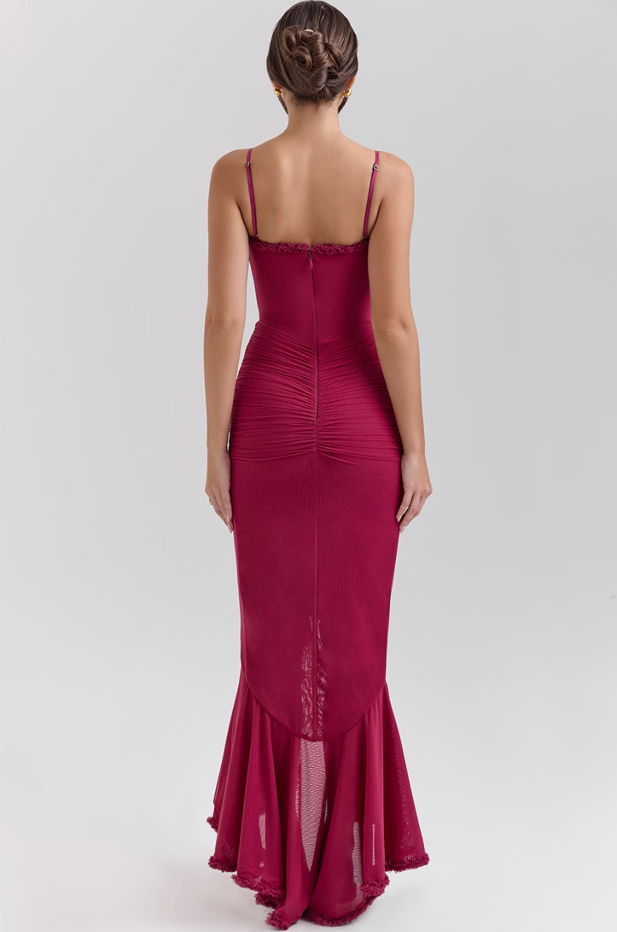 Solareth | Damen Maxikleid mit gerafftem Herzausschnitt - Gelb - Bild 14
