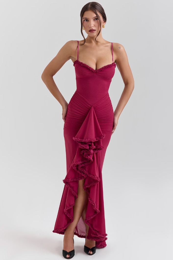 Solareth | Damen Maxikleid mit gerafftem Herzausschnitt - Gelb - Bild 3