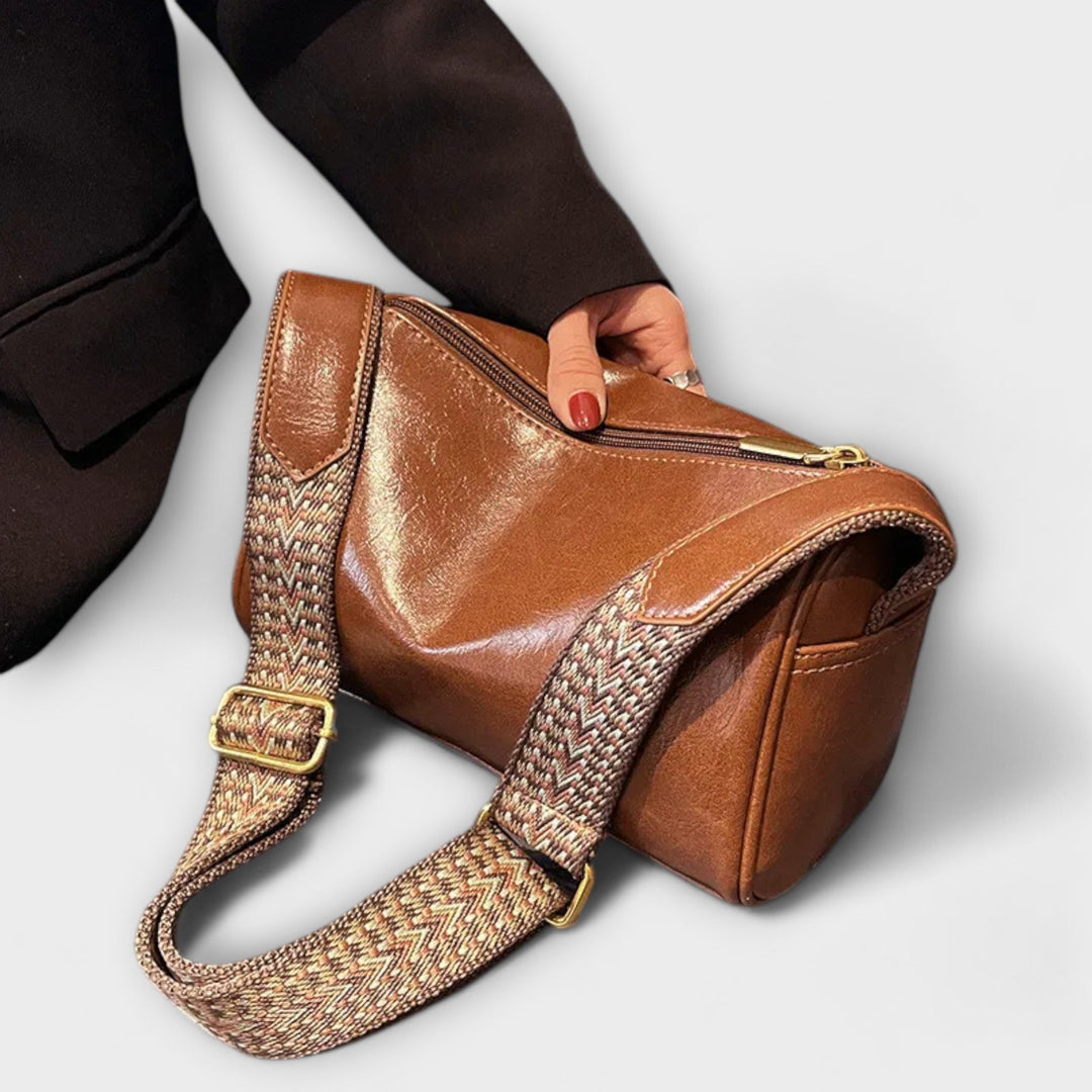 Sophronia | Women's Woven Strap Shoulder Bag - Brown - Image 1