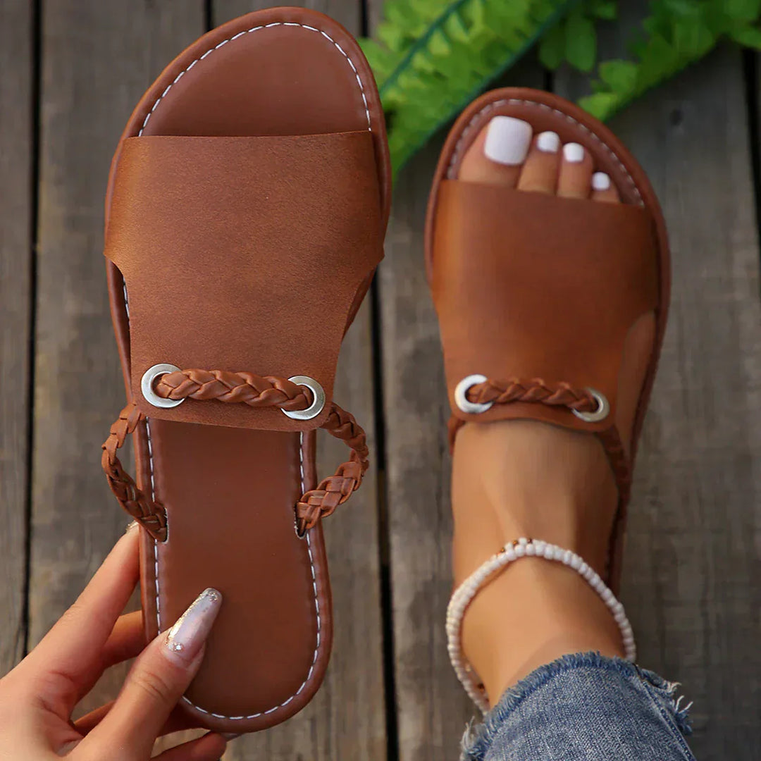 Tempest | Women's Braided Ankle Strap Sandals - Brown - Image 1