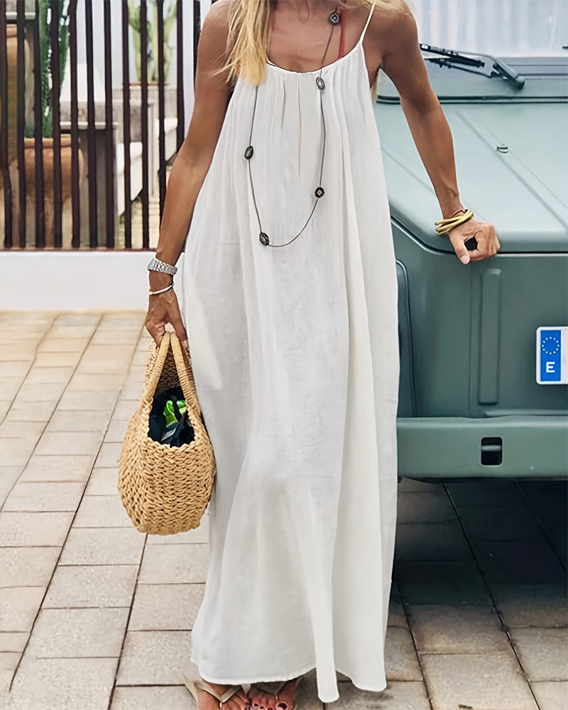 Tessa | Women's Spaghetti Strap Maxi Dress - White - Image 1
