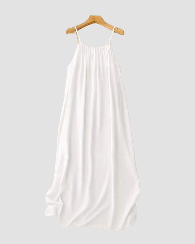 Tessa | Damen Maxikleid mit Spaghettiträgern – Weiß – Bild 18