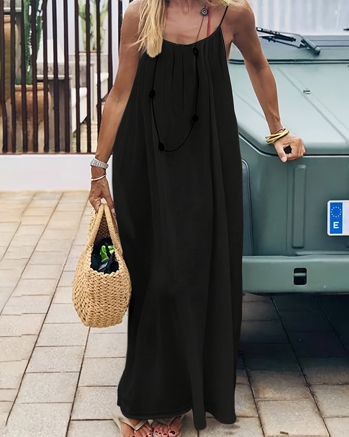 Tessa | Damen Maxikleid mit Spaghettiträgern – Weiß – Bild 3