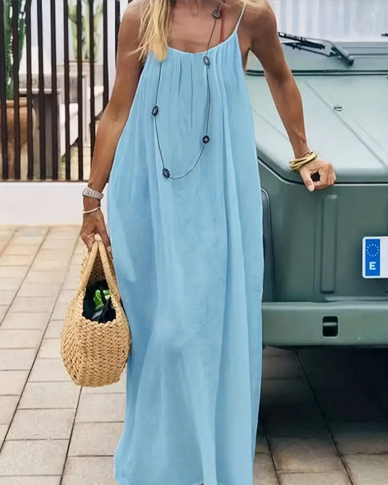 Tessa | Damen Maxikleid mit Spaghettiträgern – Weiß – Bild 7