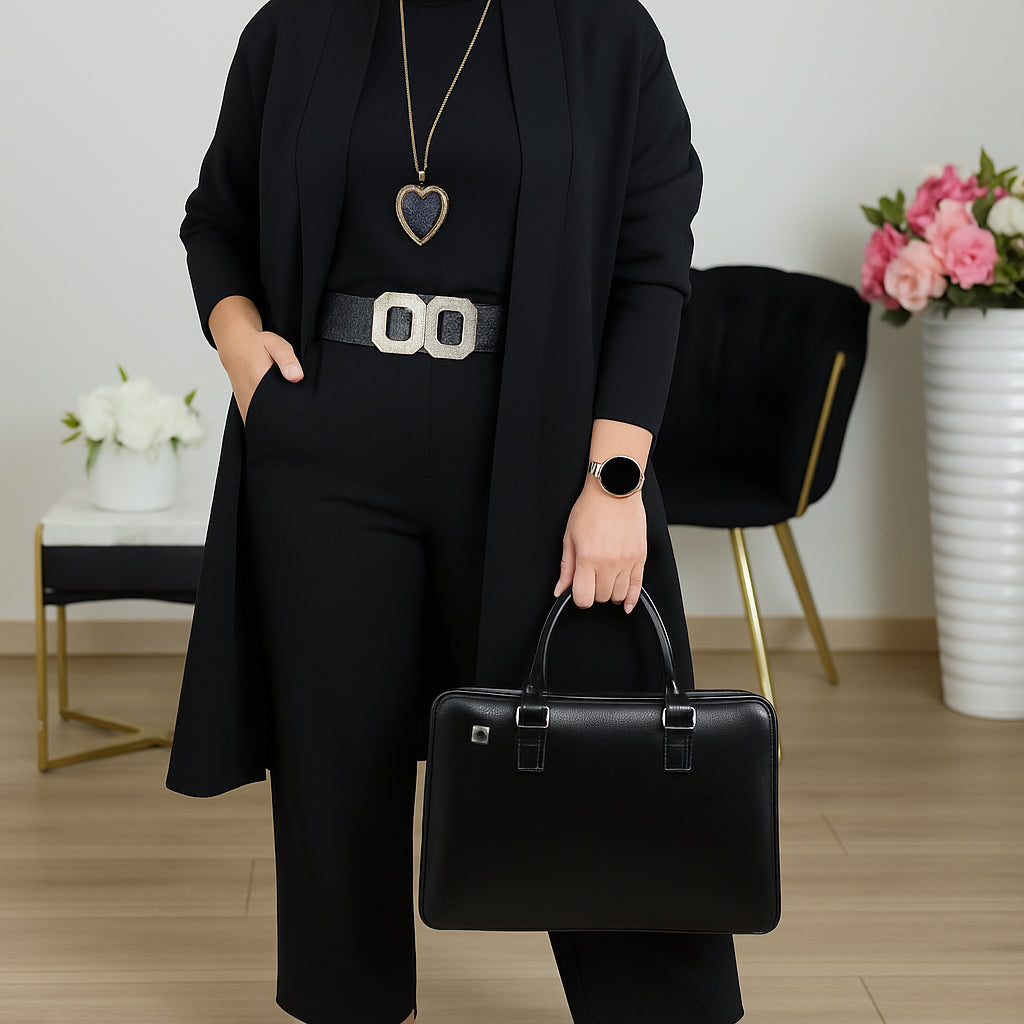 Theodosiana | Women's Black Three Piece Tailored Set - Black - Image 1