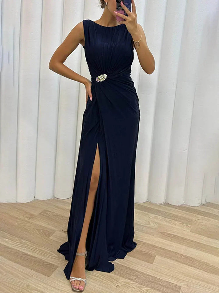 Valentina | Damen ärmelloses plissiertes Abendkleid - Gelb - Bild 2
