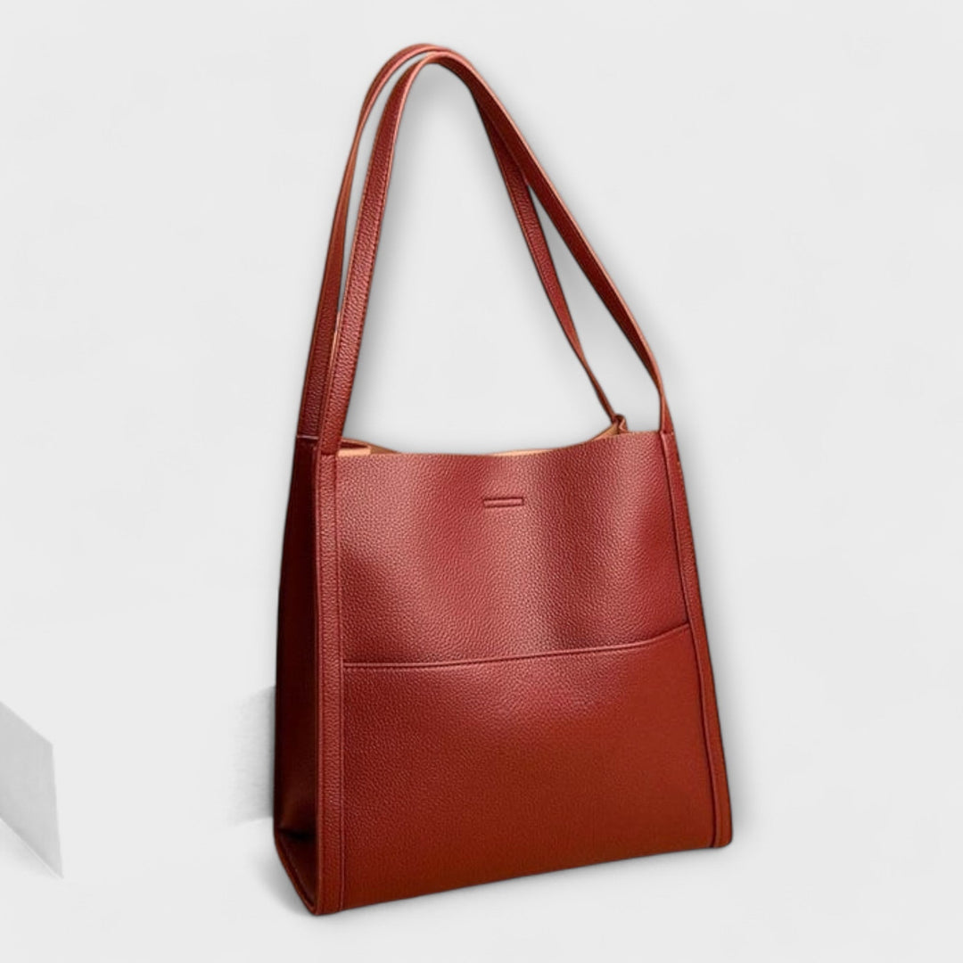 Valentina | Women's Structured Shoulder Bag - Burgundy - Image 1
