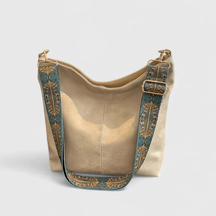 Verity | Women's Patterned Strap Shoulder Bag - Champagne - Image 1