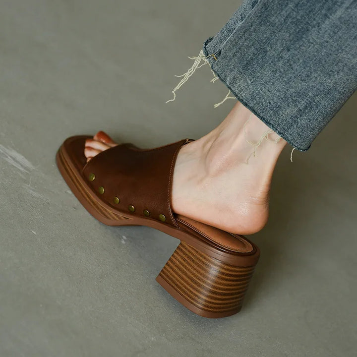 Veronique | Damen Schwarze Mules mit Blockabsatz - Schwarz - Bild 6