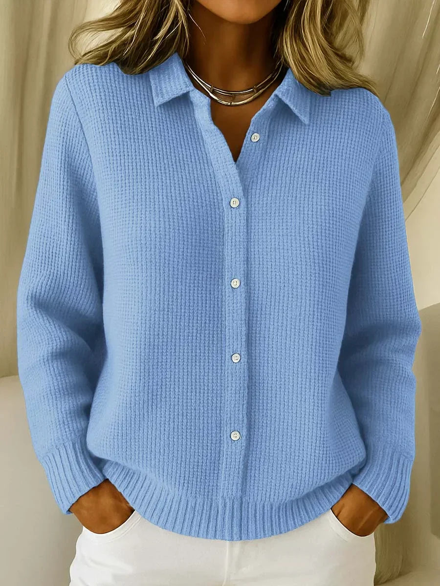 Vivienne | Women's Button Down Long Sleeve Cardigan - Light Blue - Image 1